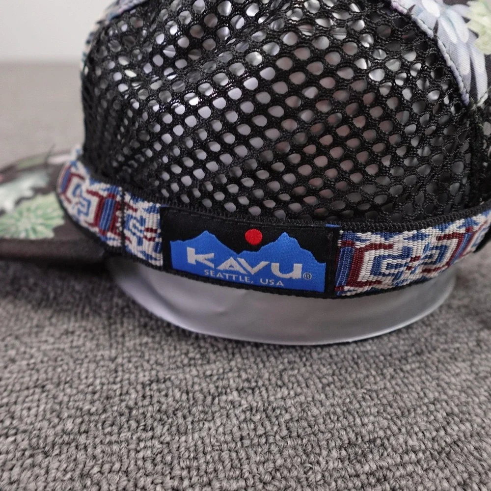 KAVU Hat Cap Strap Back Mens M Black Floral Mesh 5 Panel Outdoor Summer Camping